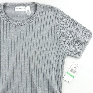 New ALFRED DUNNER Shiny Silver Top Size L Sweet‎ Temptation Womens Blouse